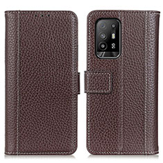 Funda de Cuero Cartera con Soporte Carcasa M14L para Oppo A94 5G Marron