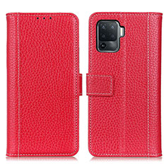 Funda de Cuero Cartera con Soporte Carcasa M14L para Oppo F19 Pro Rojo