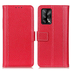 Funda de Cuero Cartera con Soporte Carcasa M14L para Oppo F19 Rojo