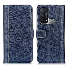 Funda de Cuero Cartera con Soporte Carcasa M14L para Oppo Reno5 A Azul