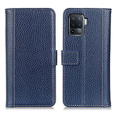 Funda de Cuero Cartera con Soporte Carcasa M14L para Oppo Reno5 F Azul