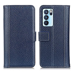 Funda de Cuero Cartera con Soporte Carcasa M14L para Oppo Reno6 Pro 5G India Azul