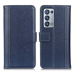 Funda de Cuero Cartera con Soporte Carcasa M14L para Oppo Reno6 Pro+ Plus 5G Azul