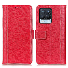 Funda de Cuero Cartera con Soporte Carcasa M14L para Realme 8 4G Rojo