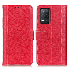 Funda de Cuero Cartera con Soporte Carcasa M14L para Realme 8 5G Rojo