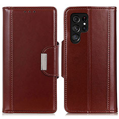 Funda de Cuero Cartera con Soporte Carcasa M14L para Samsung Galaxy S23 Ultra 5G Marron