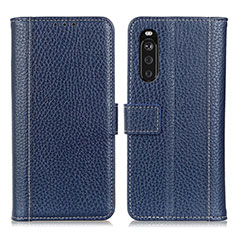 Funda de Cuero Cartera con Soporte Carcasa M14L para Sony Xperia 10 III Lite Azul