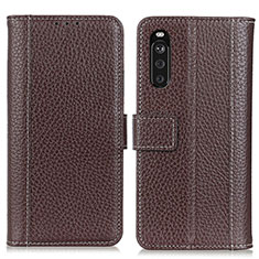 Funda de Cuero Cartera con Soporte Carcasa M14L para Sony Xperia 10 III SO-52B Marron