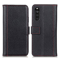 Funda de Cuero Cartera con Soporte Carcasa M14L para Sony Xperia 10 III SOG04 Negro