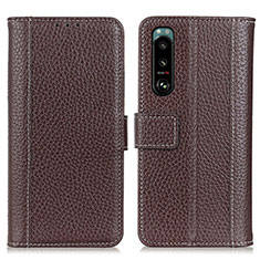 Funda de Cuero Cartera con Soporte Carcasa M14L para Sony Xperia 5 III Marron