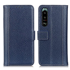 Funda de Cuero Cartera con Soporte Carcasa M14L para Sony Xperia 5 III SO-53B Azul