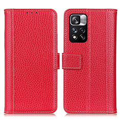 Funda de Cuero Cartera con Soporte Carcasa M14L para Xiaomi Mi 11i 5G (2022) Rojo