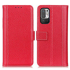 Funda de Cuero Cartera con Soporte Carcasa M14L para Xiaomi POCO M3 Pro 5G Rojo