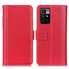 Funda de Cuero Cartera con Soporte Carcasa M14L para Xiaomi Redmi 10 4G Rojo