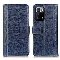 Funda de Cuero Cartera con Soporte Carcasa M14L para Xiaomi Redmi Note 10 Pro 5G Azul