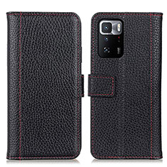 Funda de Cuero Cartera con Soporte Carcasa M14L para Xiaomi Redmi Note 10 Pro 5G Negro