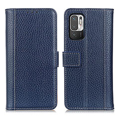 Funda de Cuero Cartera con Soporte Carcasa M14L para Xiaomi Redmi Note 10T 5G Azul