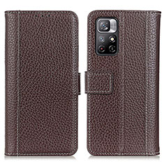 Funda de Cuero Cartera con Soporte Carcasa M14L para Xiaomi Redmi Note 11T 5G Marron