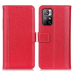 Funda de Cuero Cartera con Soporte Carcasa M14L para Xiaomi Redmi Note 11T 5G Rojo