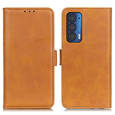 Funda de Cuero Cartera con Soporte Carcasa M15L para Motorola Moto Edge (2021) 5G Marron Claro