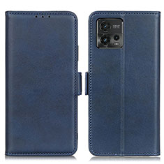 Funda de Cuero Cartera con Soporte Carcasa M15L para Motorola Moto G72 Azul