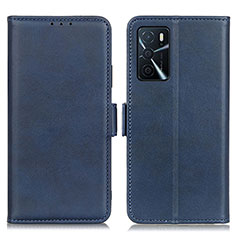 Funda de Cuero Cartera con Soporte Carcasa M15L para Oppo A16 Azul