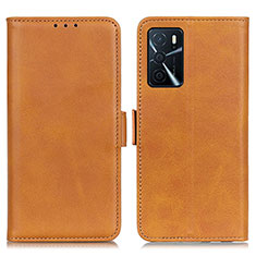 Funda de Cuero Cartera con Soporte Carcasa M15L para Oppo A16 Marron Claro