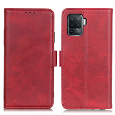 Funda de Cuero Cartera con Soporte Carcasa M15L para Oppo F19 Pro Rojo