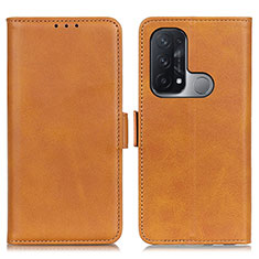 Funda de Cuero Cartera con Soporte Carcasa M15L para Oppo Reno5 A Marron Claro