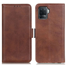 Funda de Cuero Cartera con Soporte Carcasa M15L para Oppo Reno5 F Marron