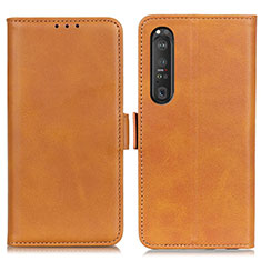 Funda de Cuero Cartera con Soporte Carcasa M15L para Sony Xperia 1 III Marron Claro