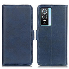 Funda de Cuero Cartera con Soporte Carcasa M15L para Vivo Y76s 5G Azul