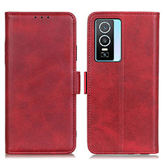 Funda de Cuero Cartera con Soporte Carcasa M15L para Vivo Y76s 5G Rojo