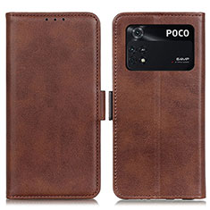 Funda de Cuero Cartera con Soporte Carcasa M15L para Xiaomi Poco M4 Pro 4G Marron