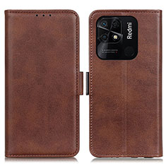 Funda de Cuero Cartera con Soporte Carcasa M15L para Xiaomi Redmi 10 India Marron