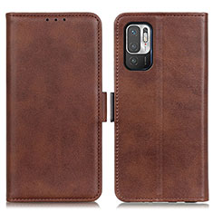 Funda de Cuero Cartera con Soporte Carcasa M15L para Xiaomi Redmi Note 10 5G Marron