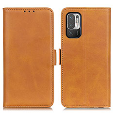 Funda de Cuero Cartera con Soporte Carcasa M15L para Xiaomi Redmi Note 10 5G Marron Claro