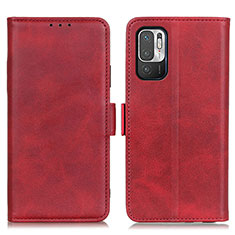 Funda de Cuero Cartera con Soporte Carcasa M15L para Xiaomi Redmi Note 10 5G Rojo