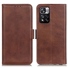 Funda de Cuero Cartera con Soporte Carcasa M15L para Xiaomi Redmi Note 11 Pro+ Plus 5G Marron