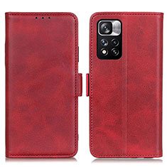 Funda de Cuero Cartera con Soporte Carcasa M15L para Xiaomi Redmi Note 11 Pro+ Plus 5G Rojo