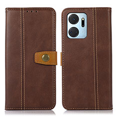 Funda de Cuero Cartera con Soporte Carcasa M16L para Huawei Honor X7a Marron