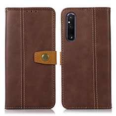 Funda de Cuero Cartera con Soporte Carcasa M16L para Sony Xperia 1 V Marron