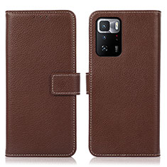 Funda de Cuero Cartera con Soporte Carcasa M16L para Xiaomi Poco X3 GT 5G Marron