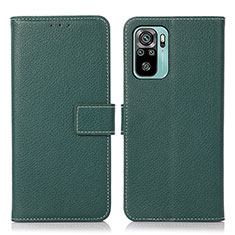 Funda de Cuero Cartera con Soporte Carcasa M16L para Xiaomi Redmi Note 10 4G Verde