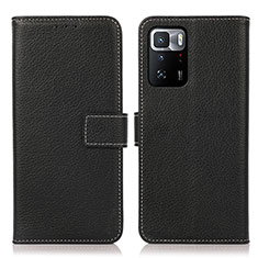 Funda de Cuero Cartera con Soporte Carcasa M16L para Xiaomi Redmi Note 10 Pro 5G Negro