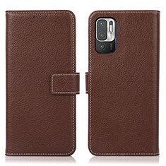 Funda de Cuero Cartera con Soporte Carcasa M16L para Xiaomi Redmi Note 10T 5G Marron