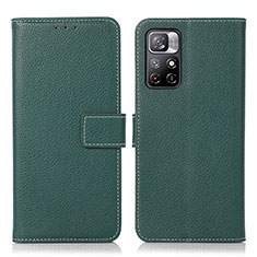 Funda de Cuero Cartera con Soporte Carcasa M16L para Xiaomi Redmi Note 11T 5G Verde