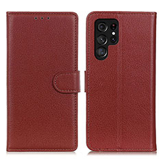 Funda de Cuero Cartera con Soporte Carcasa M18L para Samsung Galaxy S25 Ultra 5G Marron