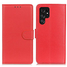 Funda de Cuero Cartera con Soporte Carcasa M18L para Samsung Galaxy S25 Ultra 5G Rojo