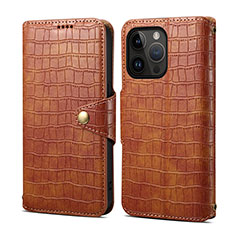 Funda de Cuero Cartera con Soporte Carcasa MT6 para Apple iPhone 14 Pro Marron